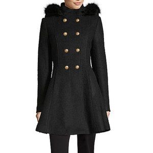 Liz Claiborne Double Breasted Wool Bld Swing Coat